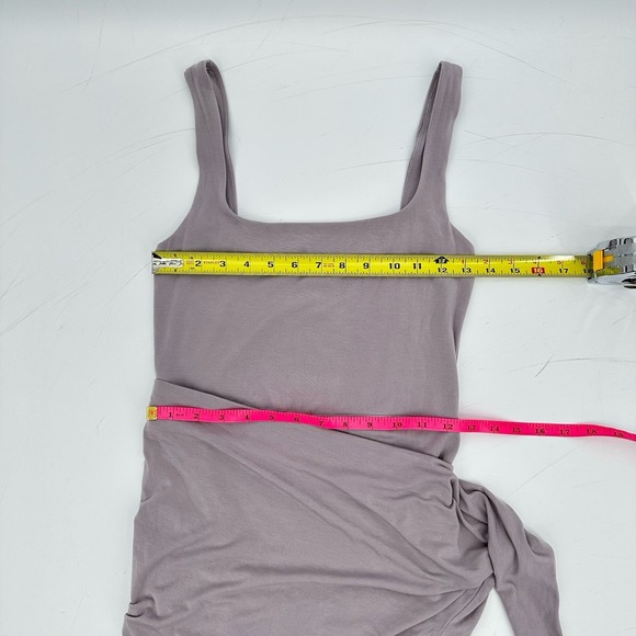 Aritzia Wilfred Saturn Midi Wrap Dress Square Neck Mauve Minimalist Balletcore S - Picture 9 of 13